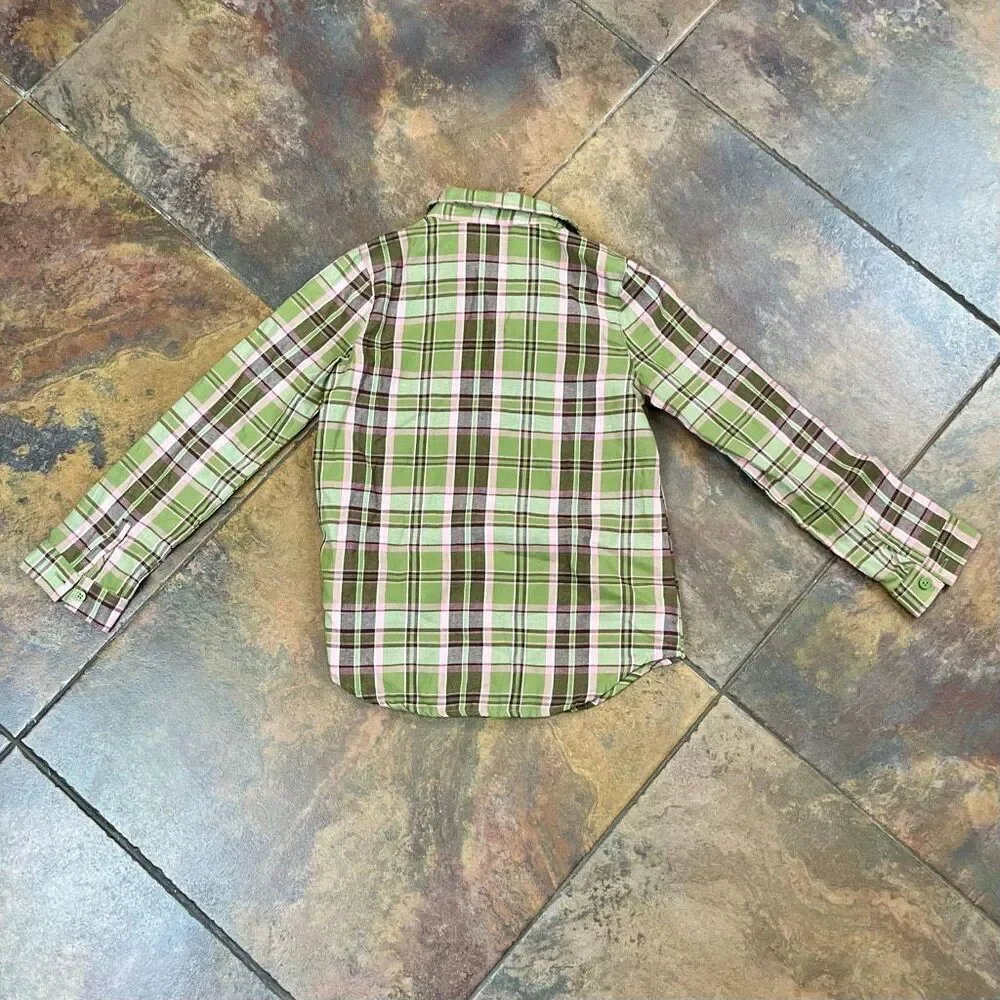 The Children’s Place Girls Plaid Button Up Shirt 7/8 Medium